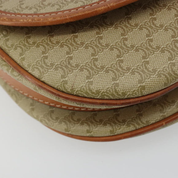 CELINE Macadam Canvas Shoulder Bag PVC Beige Gold Auth 171226