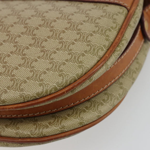 CELINE Macadam Canvas Shoulder Bag PVC Beige Gold Auth 171226