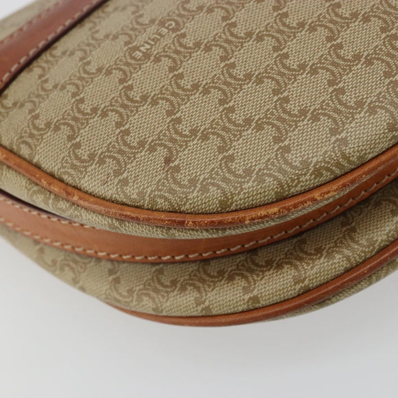 CELINE Macadam Canvas Shoulder Bag PVC Beige Gold Auth 171226