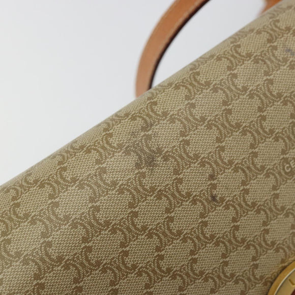 CELINE Macadam Canvas Shoulder Bag PVC Beige Gold Auth 171226