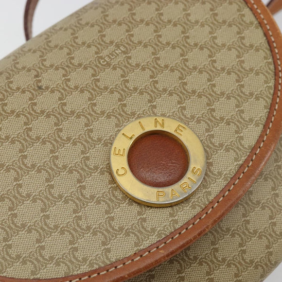 CELINE Macadam Canvas Shoulder Bag PVC Beige Gold Auth 171226