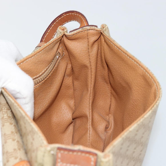 CELINE Macadam Canvas Shoulder Bag PVC Beige Gold Auth 171226