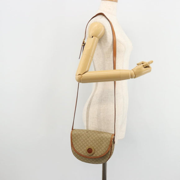 CELINE Macadam Canvas Shoulder Bag PVC Beige Gold Auth 171226