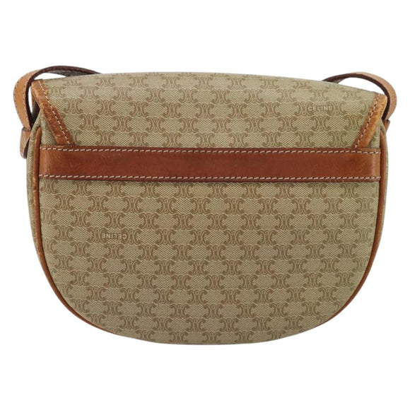 CELINE Macadam Canvas Shoulder Bag PVC Beige Gold Auth 171226