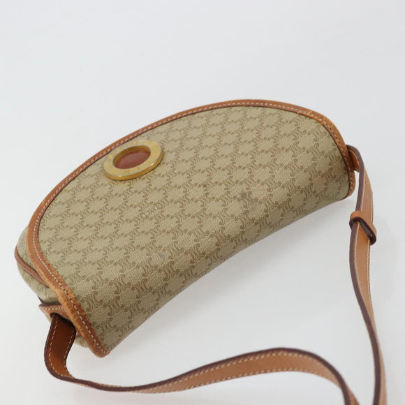 CELINE Macadam Canvas Shoulder Bag PVC Beige Gold Auth 171226
