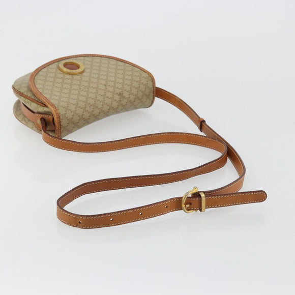 CELINE Macadam Canvas Shoulder Bag PVC Beige Gold Auth 171226