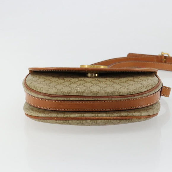 CELINE Macadam Canvas Shoulder Bag PVC Beige Gold Auth 171226