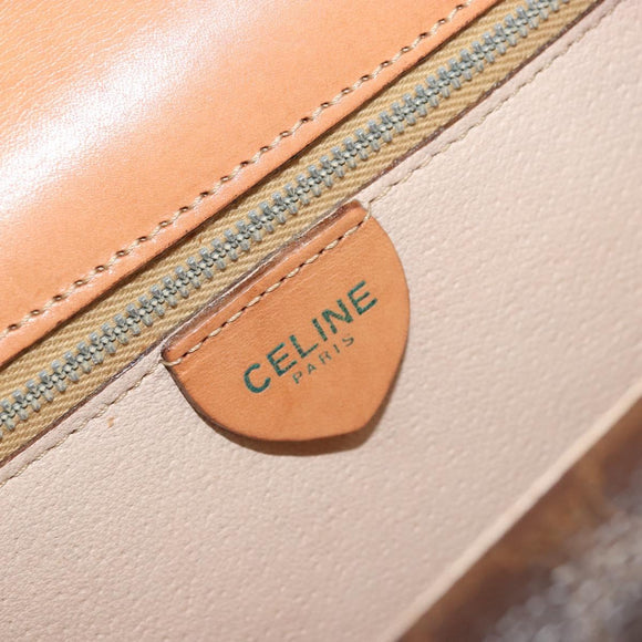 CELINE Macadam Canvas Hand Bag PVC Leather Brown Gold Auth 171227