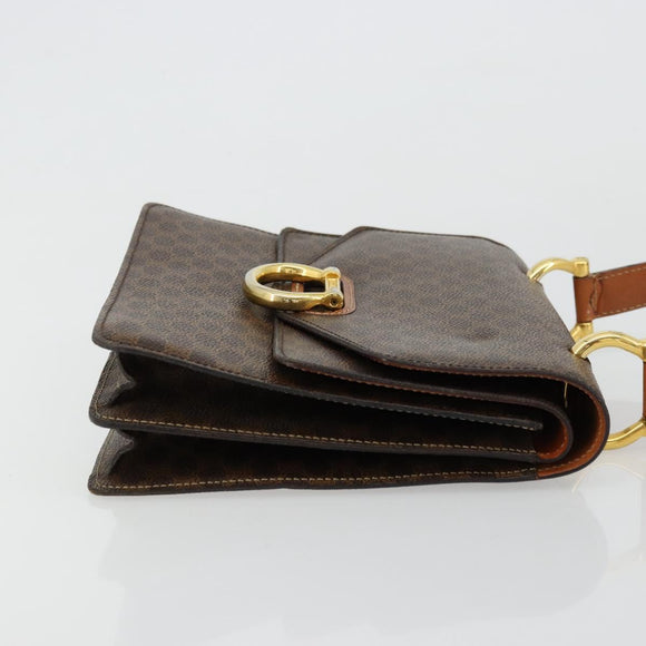 CELINE Macadam Canvas Hand Bag PVC Leather Brown Gold Auth 171227