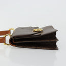 CELINE Macadam Canvas Hand Bag PVC Leather Brown Gold Auth 171227-5