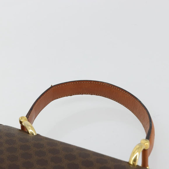 CELINE Macadam Canvas Hand Bag PVC Leather Brown Gold Auth 171227