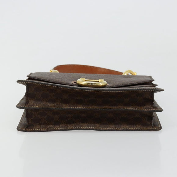 CELINE Macadam Canvas Hand Bag PVC Leather Brown Gold Auth 171227