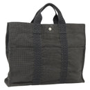 HERMES Her LineMM Hand Bag Nylon Gray Silver Auth 171228A-1