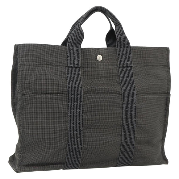 HERMES Her LineMM Hand Bag Nylon Gray Silver Auth 171228A