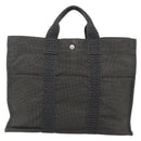 HERMES Her LineMM Hand Bag Nylon Gray Silver Auth 171228A-13