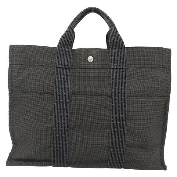 HERMES Her LineMM Hand Bag Nylon Gray Silver Auth 171228A