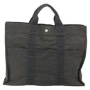 HERMES Her LineMM Hand Bag Nylon Gray Silver Auth 171228A-2