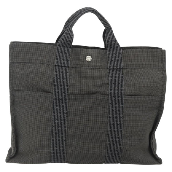 HERMES Her LineMM Hand Bag Nylon Gray Silver Auth 171228A