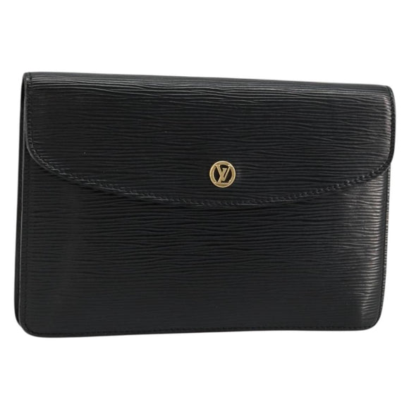 LOUIS VUITTON Epi Montaigne 23 Clutch Bag Black M52662 LV Auth 171232