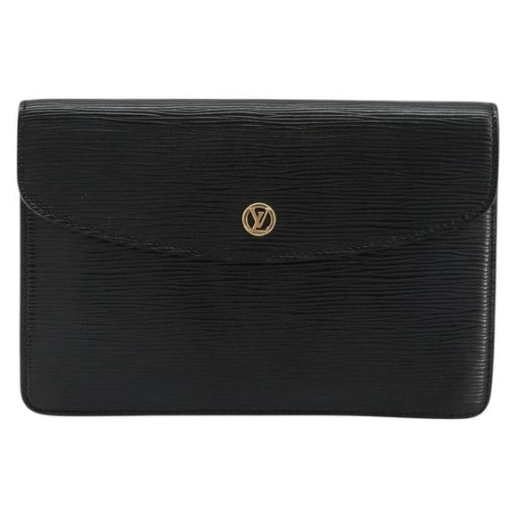 LOUIS VUITTON Epi Montaigne 23 Clutch Bag Black M52662 LV Auth 171232