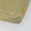 Christian Dior Chain Shoulder Bag Patent Leather Beige Silver Auth 171233-13