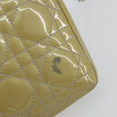 Christian Dior Chain Shoulder Bag Patent Leather Beige Silver Auth 171233-14