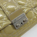 Christian Dior Chain Shoulder Bag Patent Leather Beige Silver Auth 171233-15