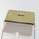 Christian Dior Chain Shoulder Bag Patent Leather Beige Silver Auth 171233-16