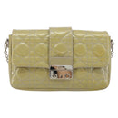 Christian Dior Chain Shoulder Bag Patent Leather Beige Silver Auth 171233-2