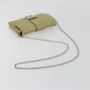 Christian Dior Chain Shoulder Bag Patent Leather Beige Silver Auth 171233-7
