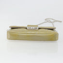 Christian Dior Chain Shoulder Bag Patent Leather Beige Silver Auth 171233-9