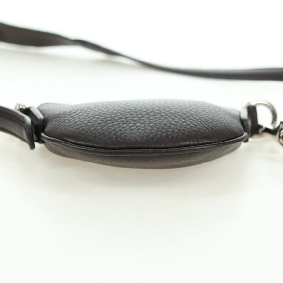 GUCCI Shoulder Pouch Web Sherry Line Leather Black Silver 821831 Auth 171234A