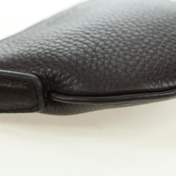 GUCCI Shoulder Pouch Web Sherry Line Leather Black Silver 821831 Auth 171234A