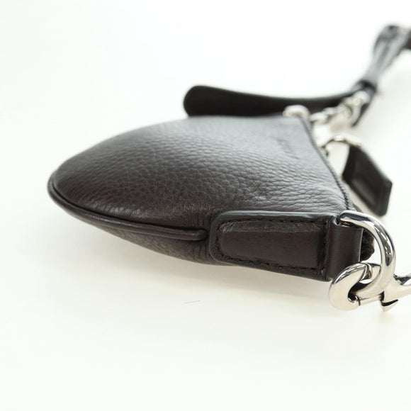 GUCCI Shoulder Pouch Web Sherry Line Leather Black Silver 821831 Auth 171234A