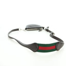GUCCI Shoulder Pouch Web Sherry Line Leather Black Silver 821831 Auth 171234A-7