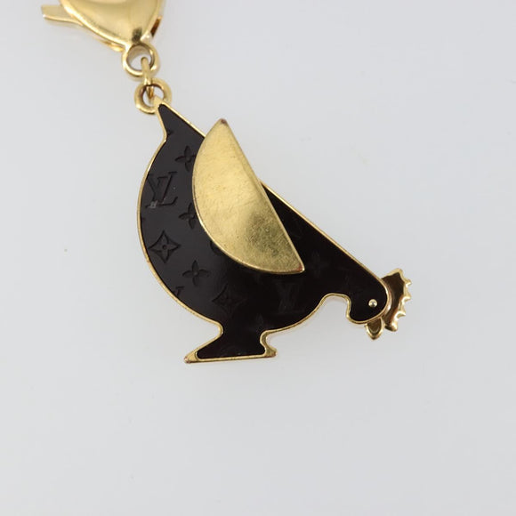 LOUIS VUITTON Bijou Sac Animalia Chicken Charm metal Dark Brown Gold LV Auth 171236A