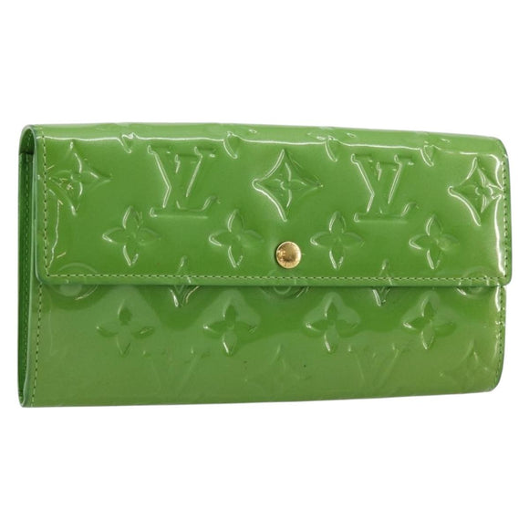 LOUIS VUITTON Vernis Portefeiulle Sarah Wallet Vert Tonic M93635 LV Auth 171237A