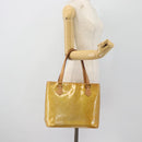 LOUIS VUITTON Monogram Vernis Houston Hand Bag Beige M91004 LV Auth 171247-23