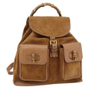 GUCCI Bamboo Backpack Suede Brown Gold 003 2058 0016 Auth 171248-1