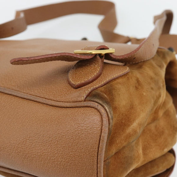 GUCCI Bamboo Backpack Suede Brown Gold 003 2058 0016 Auth 171248