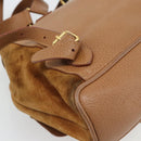 GUCCI Bamboo Backpack Suede Brown Gold 003 2058 0016 Auth 171248-10