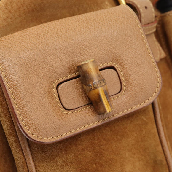 GUCCI Bamboo Backpack Suede Brown Gold 003 2058 0016 Auth 171248
