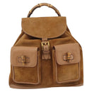 GUCCI Bamboo Backpack Suede Brown Gold 003 2058 0016 Auth 171248-13