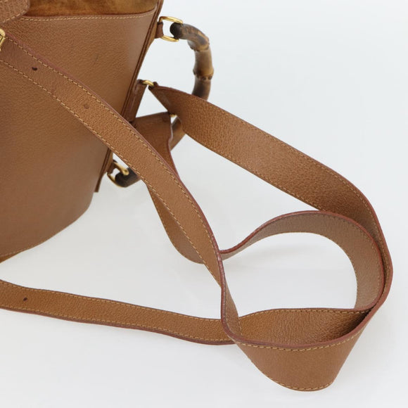 GUCCI Bamboo Backpack Suede Brown Gold 003 2058 0016 Auth 171248
