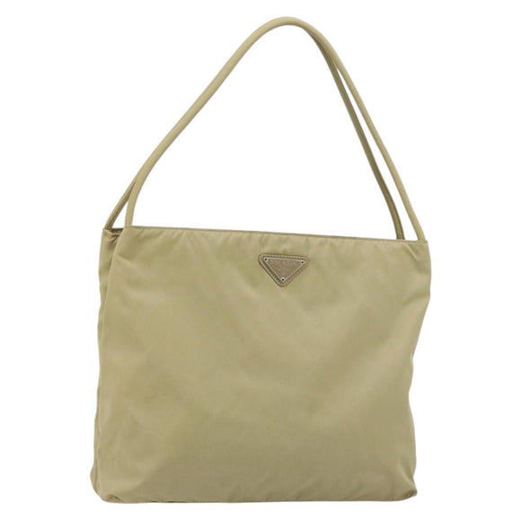 PRADA Tote Bag Nylon Khaki Silver Auth 171253A