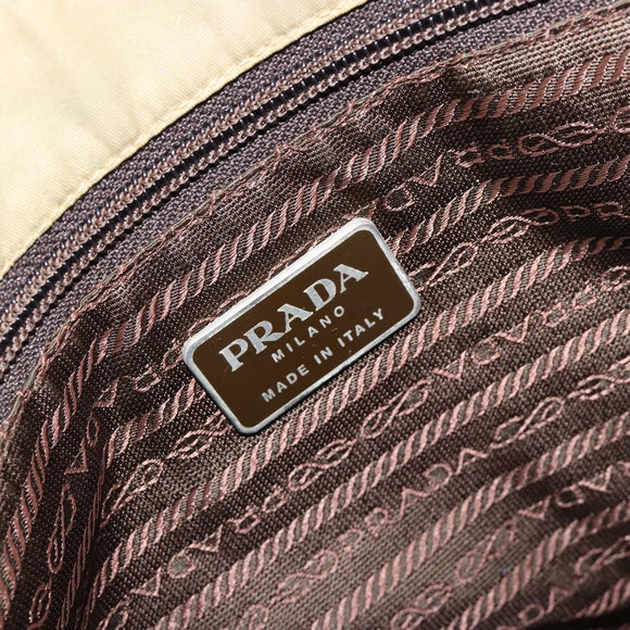 PRADA Tote Bag Nylon Khaki Silver Auth 171253A
