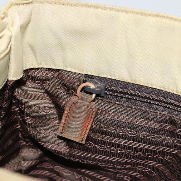 PRADA Tote Bag Nylon Khaki Silver Auth 171253A