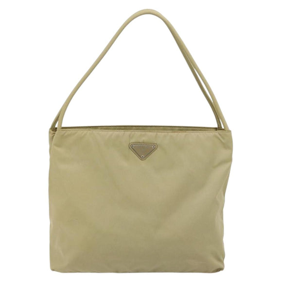 PRADA Tote Bag Nylon Khaki Silver Auth 171253A