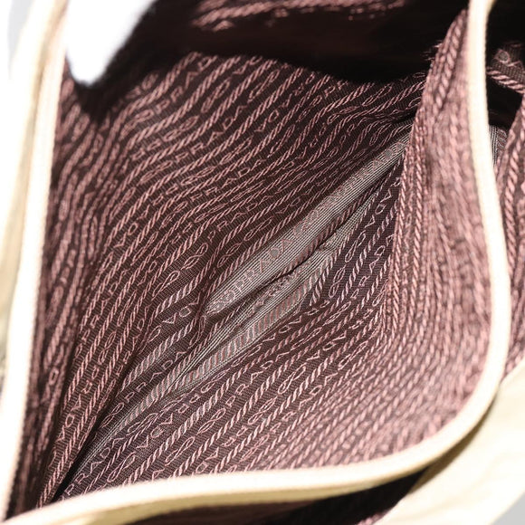 PRADA Tote Bag Nylon Khaki Silver Auth 171253A
