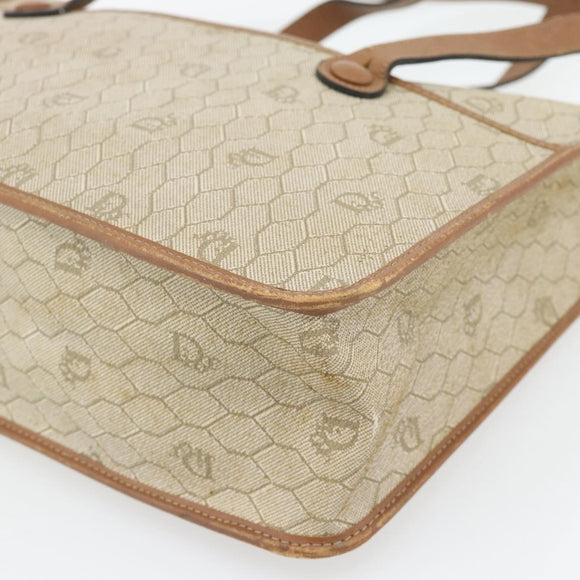 Christian Dior Honeycomb Canvas Hand Bag PVC Beige Gold Auth 171254